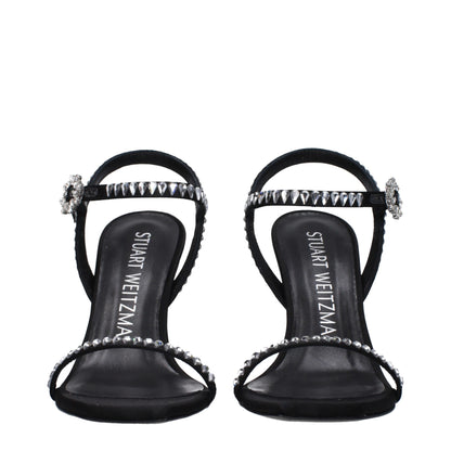 Stuart Weitzman Black Satin Sandal