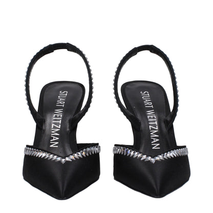 Stuart Weitzman Black Satin Sandal