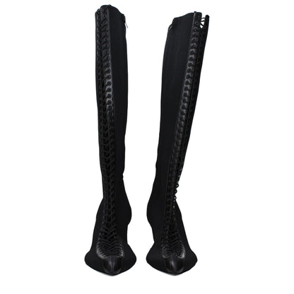 Givenchy Black Fabric Lace-Up Boots