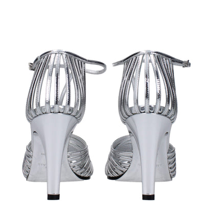 Givenchy Gray Leather Stiletto Heels Sandals