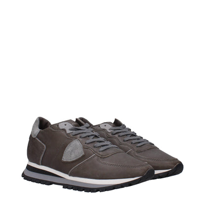 Philippe Model Gray Leather Low Tops