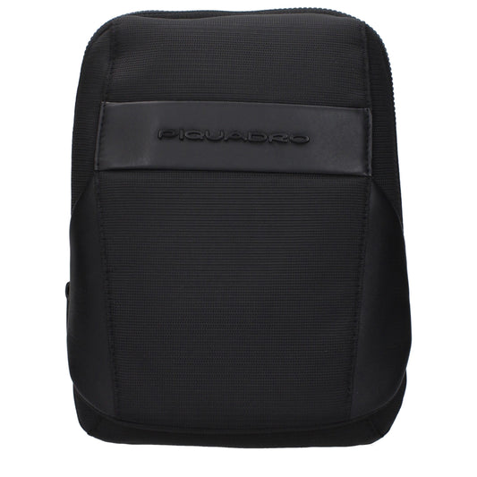 Piquadro Black Fabric Crossbody Bags