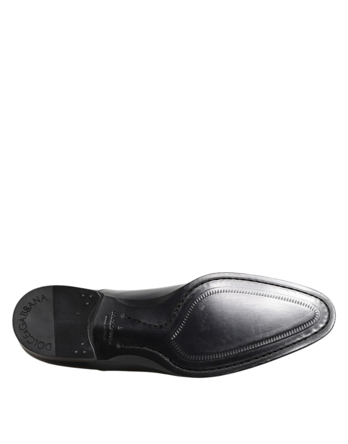 Dolce & Gabbana Navy Blue Leather Lace Up Derby Formal Shoes