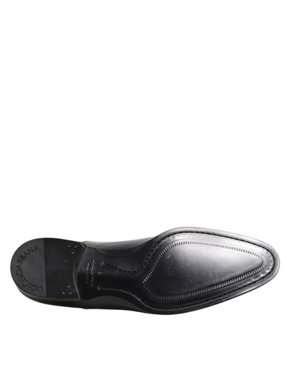 Dolce & Gabbana Navy Blue Leather Lace Up Derby Formal Shoes