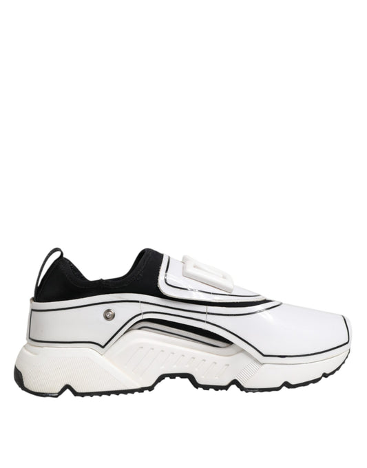 Dolce & Gabbana White Black Logo Plaque Daymaster Men Sneakers Shoes