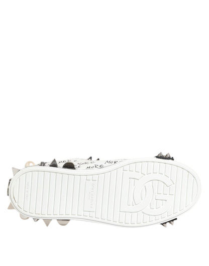 Dolce & Gabbana Black White Studded Low Top Sneakers Shoes