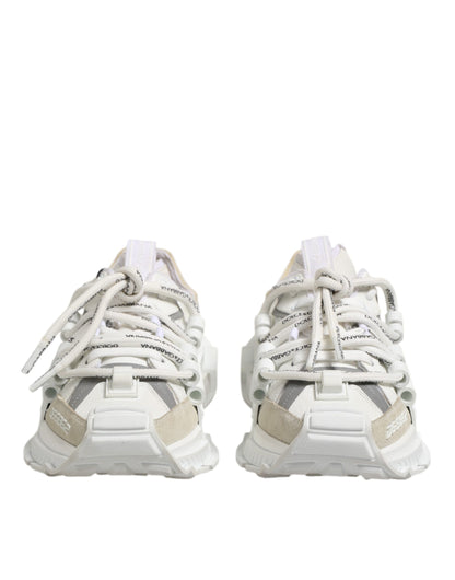 Dolce & Gabbana White Silver Low Top SPACE Men Sneakers Shoes