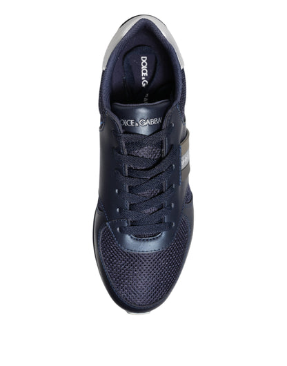 Dolce & Gabbana Blue Leather Logo Low Top Men Sneakers Shoes