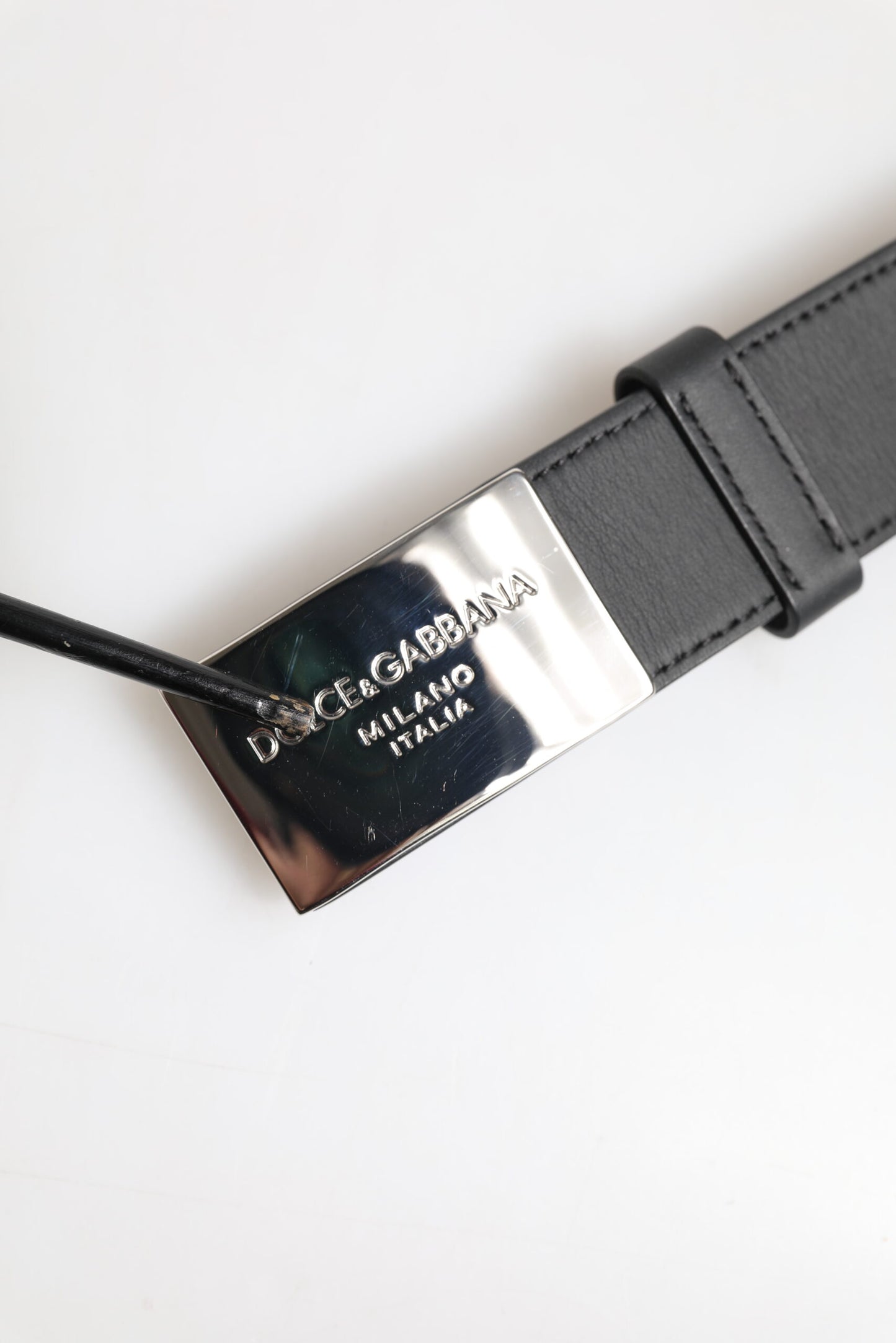 Dolce & Gabbana Black Leather Classic Metal Logo Buckle Belt