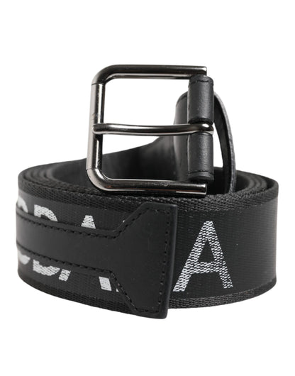 Dolce & Gabbana Black Polyester Leather Metal Buckle Belt