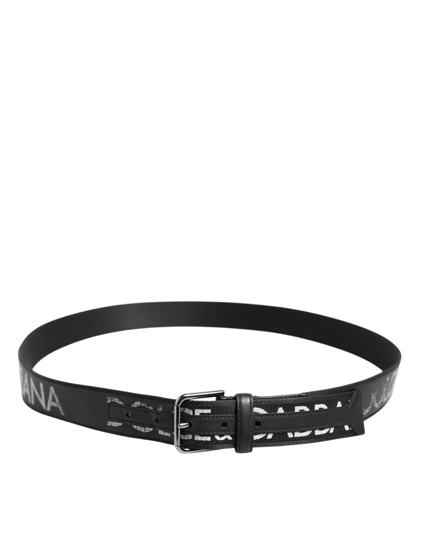 Dolce & Gabbana Black Polyester Leather Metal Buckle Belt