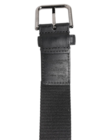 Dolce & Gabbana Black Polyester Leather Metal Buckle Belt