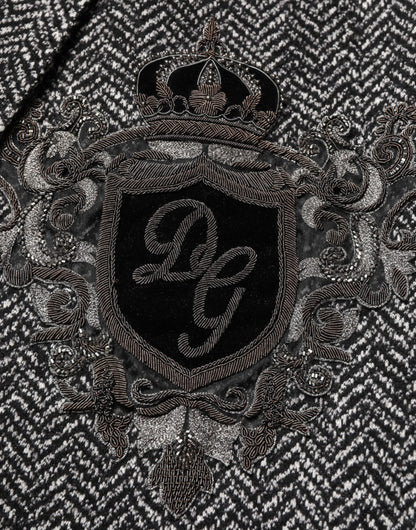 Dolce & Gabbana Black White Double Breasted Men Suit Blazer