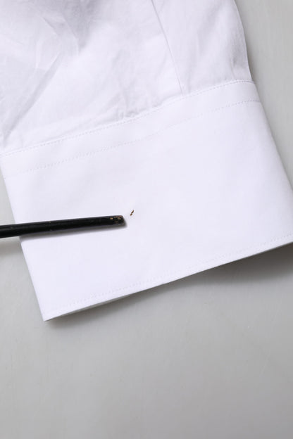 Dolce & Gabbana White Bib Cotton Poplin GOLD Men Formal Shirt