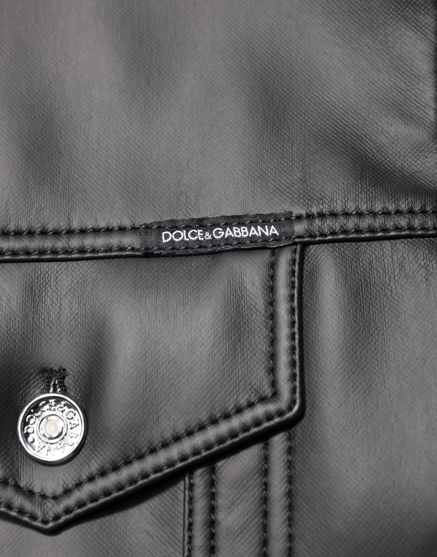 Dolce & Gabbana Black Polyester Button Down Biker Jacket