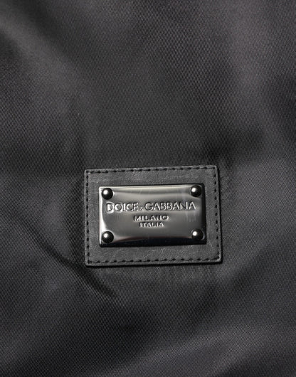 Dolce & Gabbana Black Polyester Logo Plaque Bomber Jacket