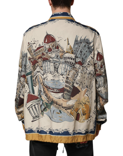 Dolce & Gabbana Multicolor Italian Motif Men Bomber Jacket