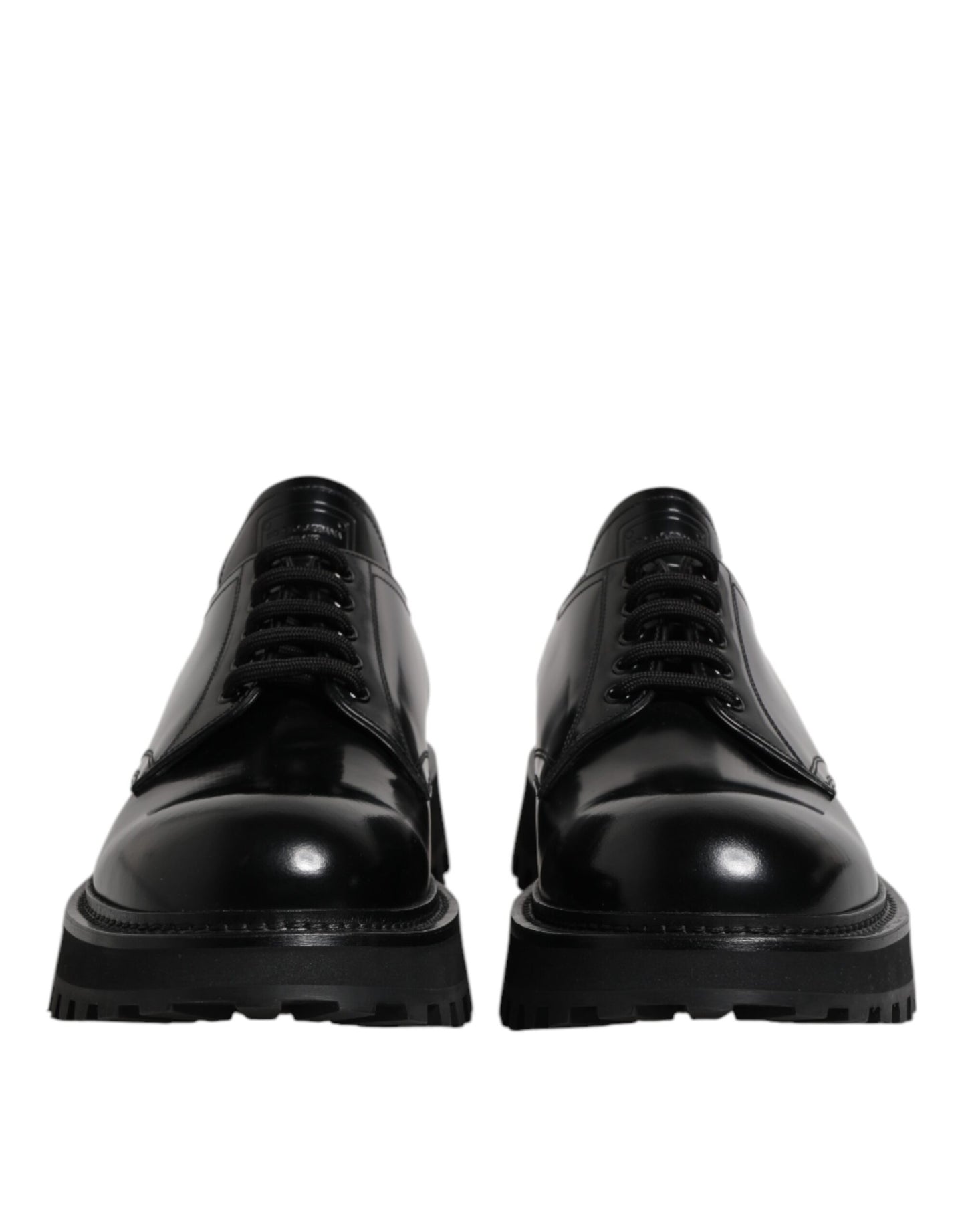 Dolce & Gabbana Black Leather Lace Up Trekking Dress Shoes
