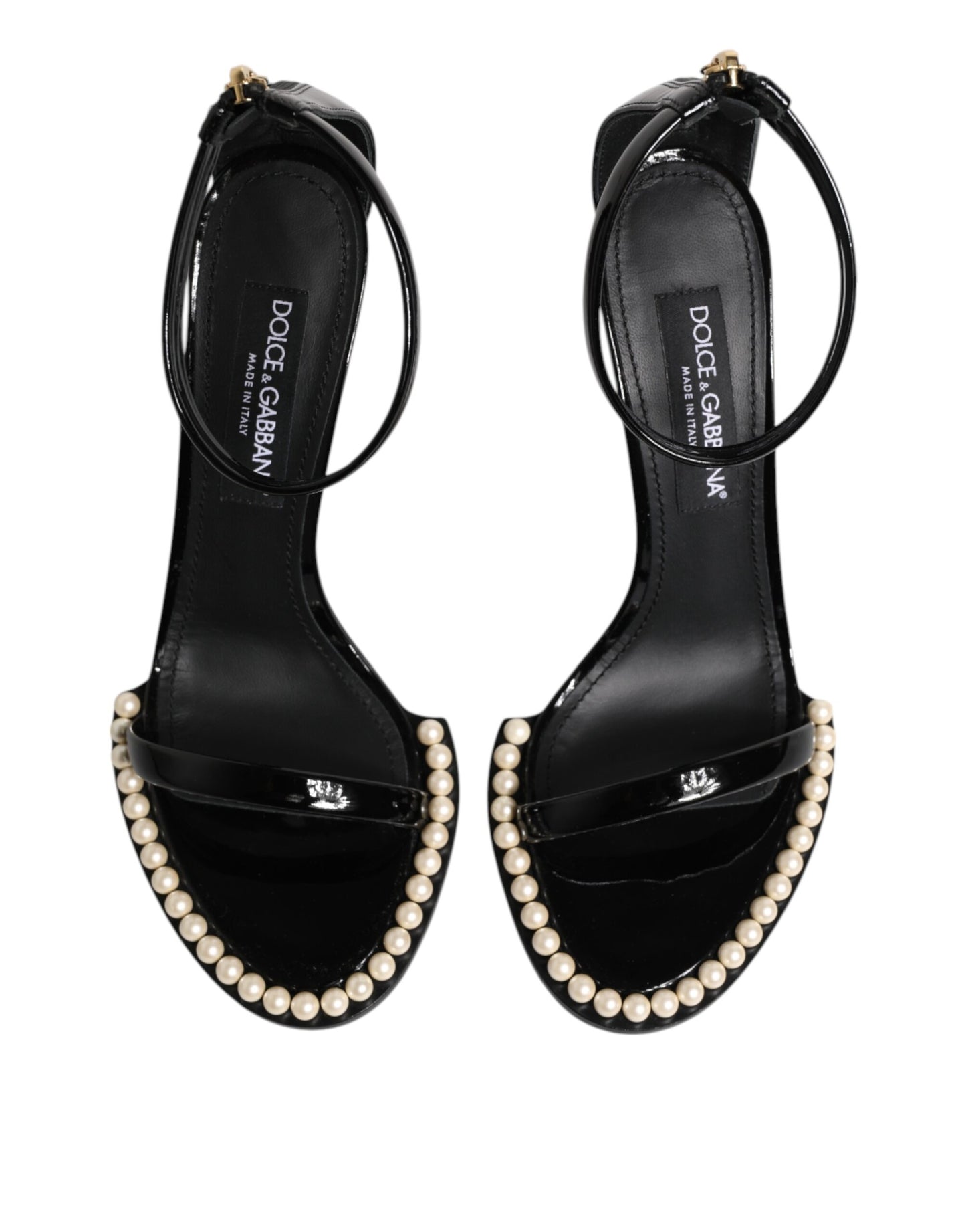 Dolce & Gabbana Black KEIRA Pearl Embellished Sandals Shoes