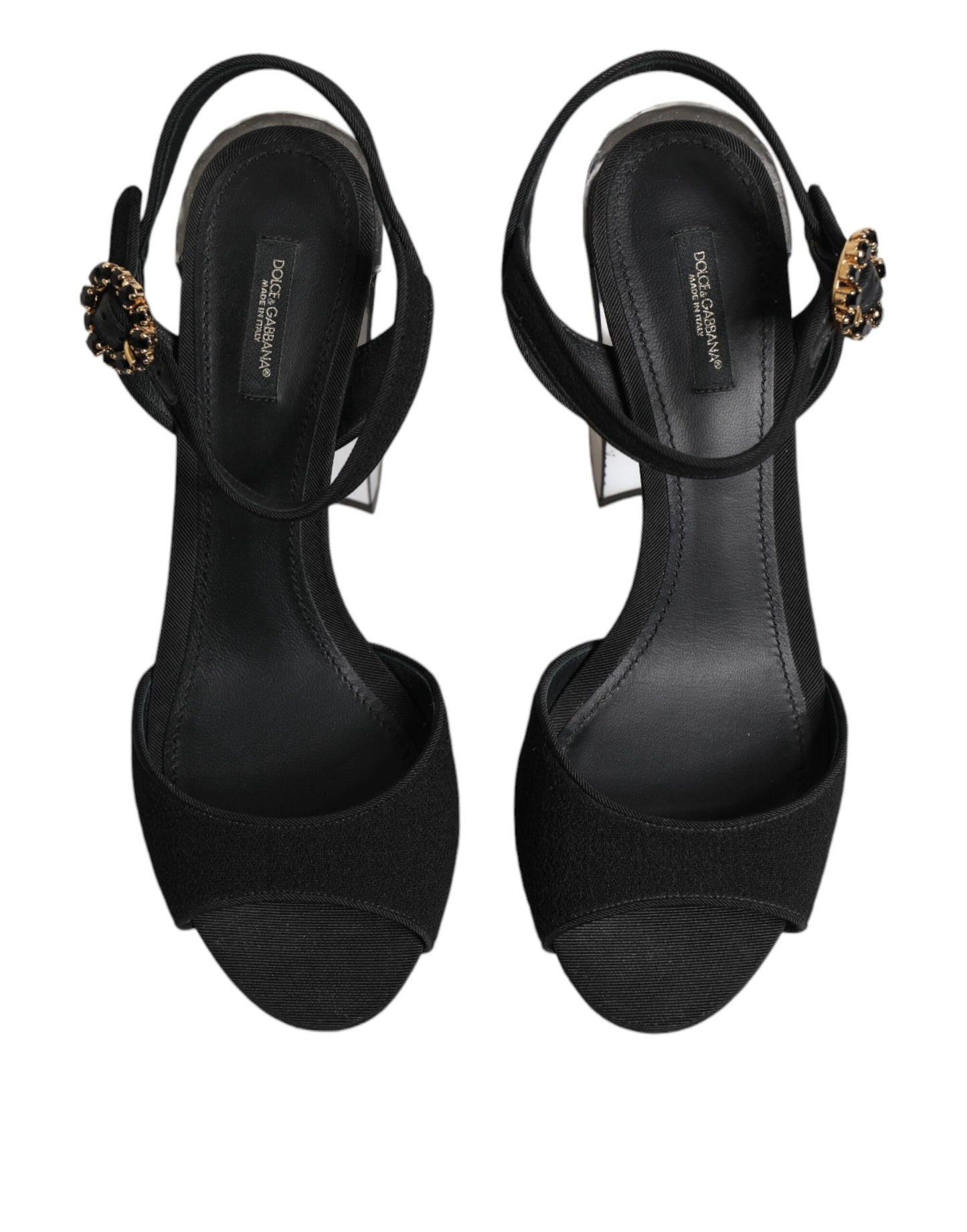 Dolce & Gabbana Black Crystal Ankle Strap Keira Sandal Shoes