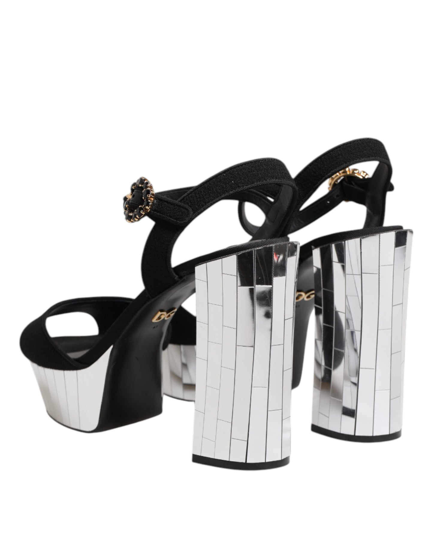 Dolce & Gabbana Black Crystal Ankle Strap Keira Sandal Shoes