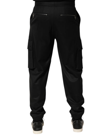 Dolce & Gabbana Solid Black Cargo Jogger Men Sweatpants Pants