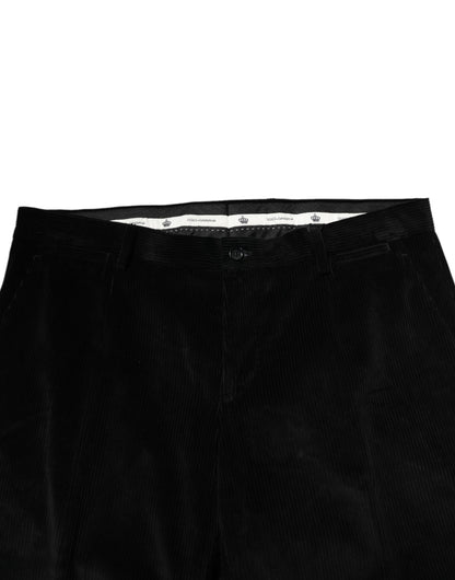 Dolce & Gabbana Black Cotton Men Dress Formal Trouser Pants