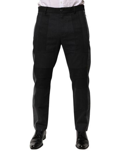 Dolce & Gabbana Black Gray Cotton Dress Formal Trouser Pants
