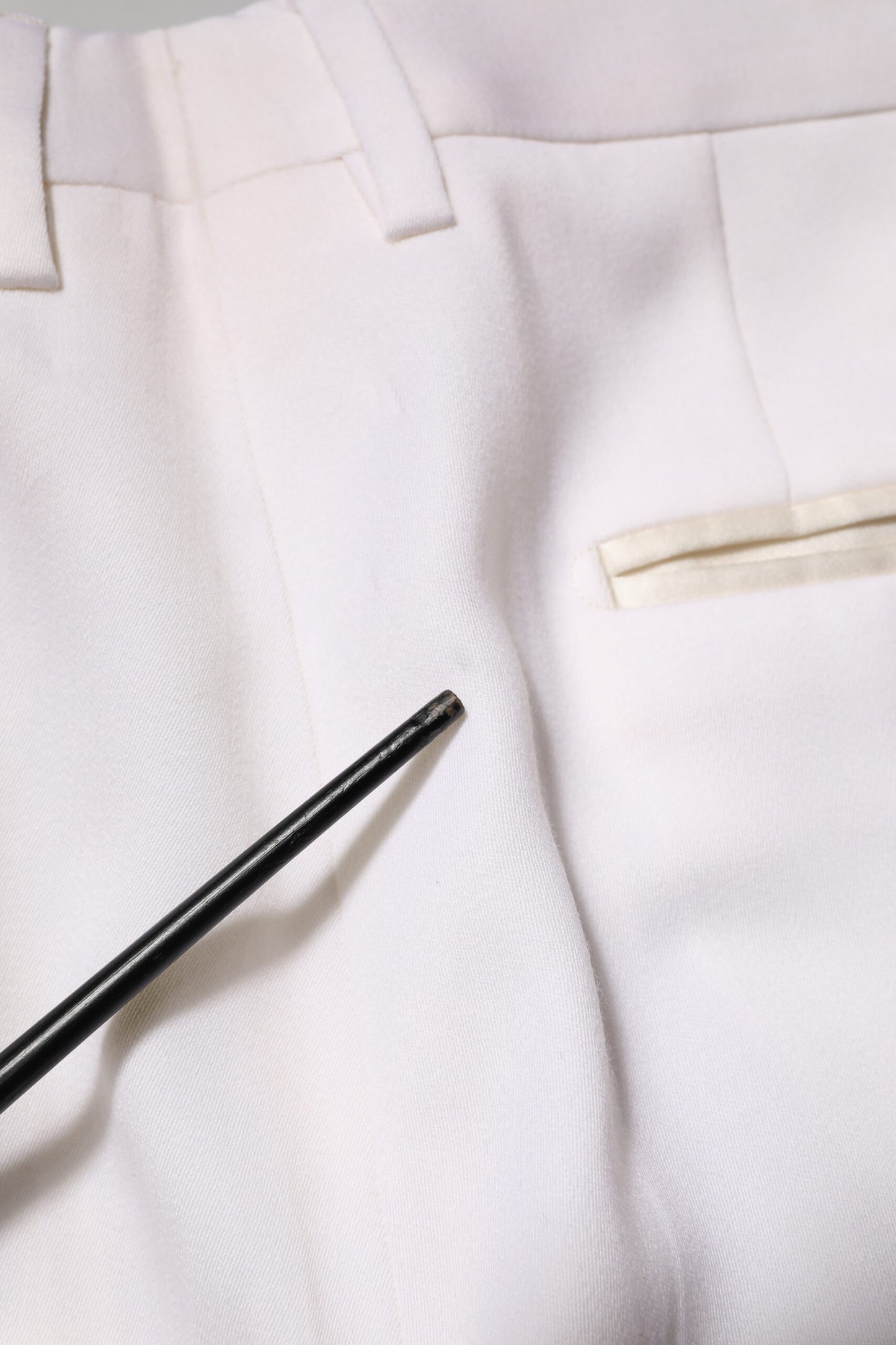 Dolce & Gabbana White Polyester Tapered Formal Trouser Pants