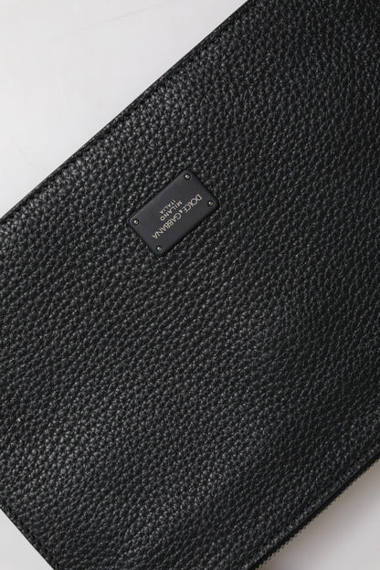 Dolce & Gabbana Black Leather Logo Embossed Waist Fanny Pack Bag