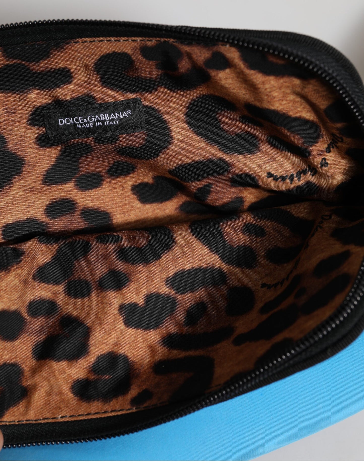 Dolce & Gabbana Blue Nylon DG Logo Print Clutch Zip Pouch Bag