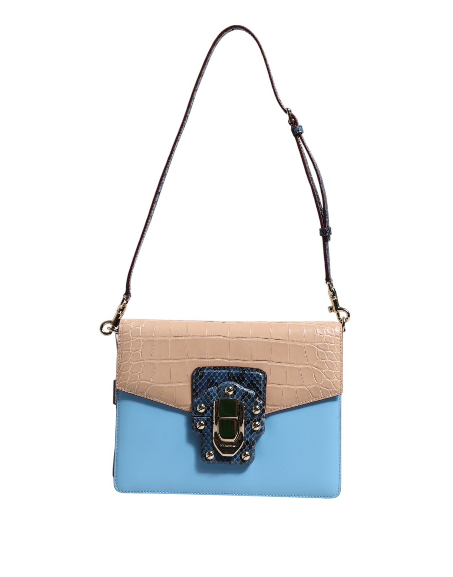 Dolce & Gabbana Blue Beige Exotic Leather LUCIA Crossbody Bag