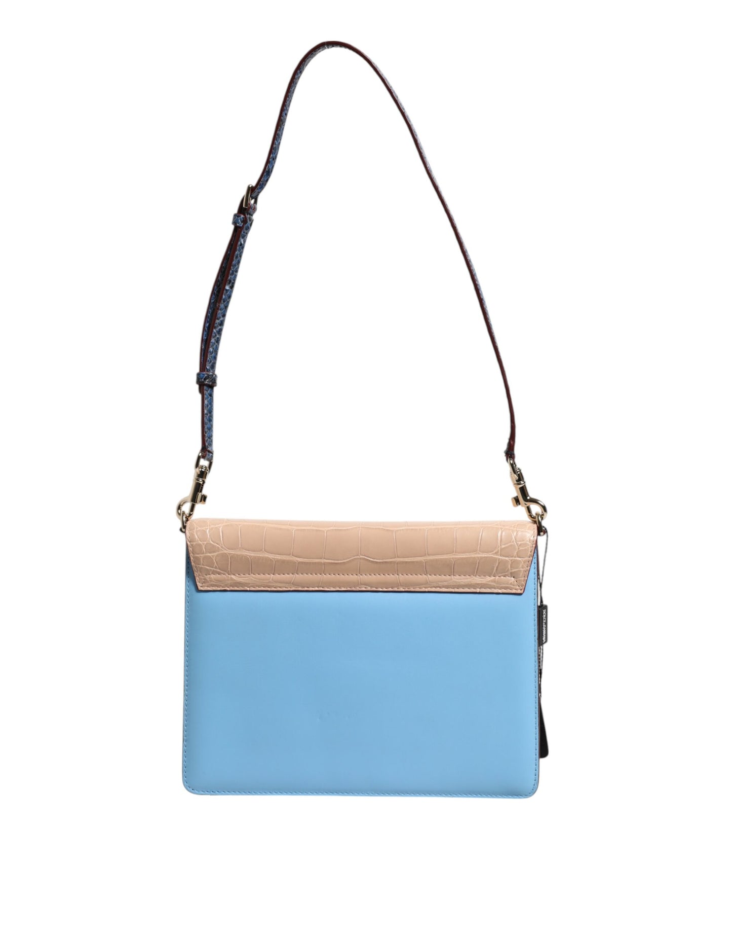 Dolce & Gabbana Blue Beige Exotic Leather LUCIA Crossbody Bag