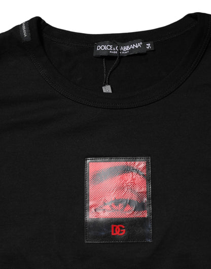 Dolce & Gabbana Black Eye Print Cotton Men Crew Neck T-shirt