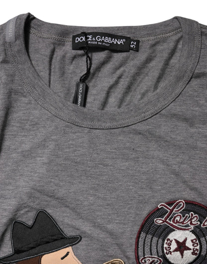 Dolce & Gabbana Gray #DGFamily Cotton Crew Neck T-shirt