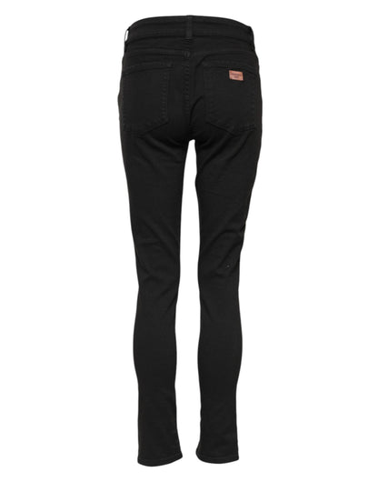 Dolce & Gabbana Black Cotton Skinny Mid Waist Denim Jeans