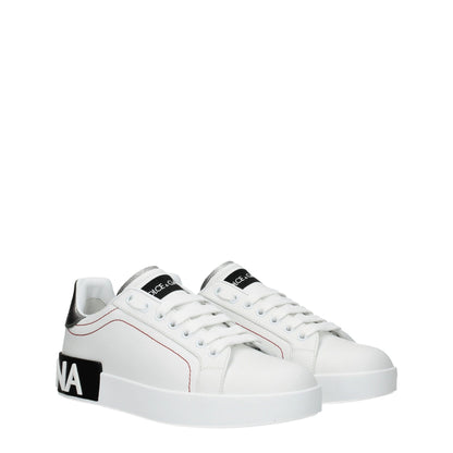 Dolce & Gabbana White Leather Low Tops