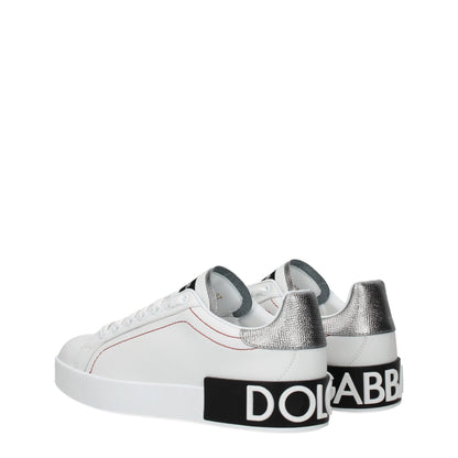 Dolce & Gabbana White Leather Low Tops