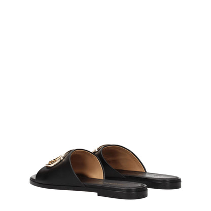 Off-White Black Leather Slippers Sandals