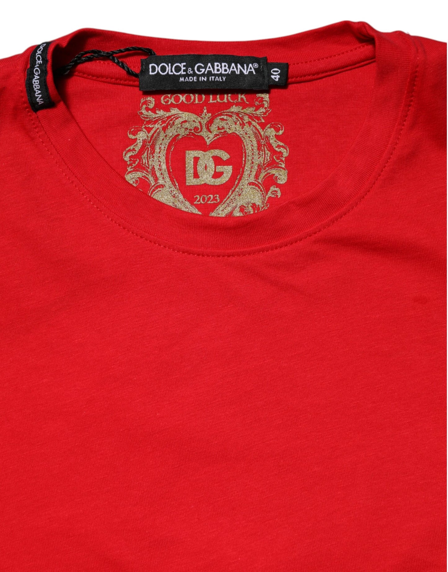 Dolce & Gabbana Red Cotton Crew Neck Short Sleeves T-shirt