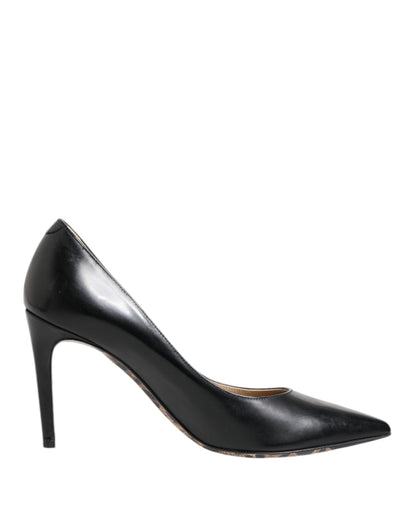 Dolce & Gabbana Black Calf Leather Stiletto Heels Pumps Shoes