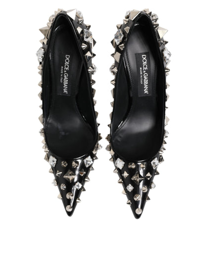 Dolce & Gabbana Black Crystals Studs Stiletto Pumps Shoes
