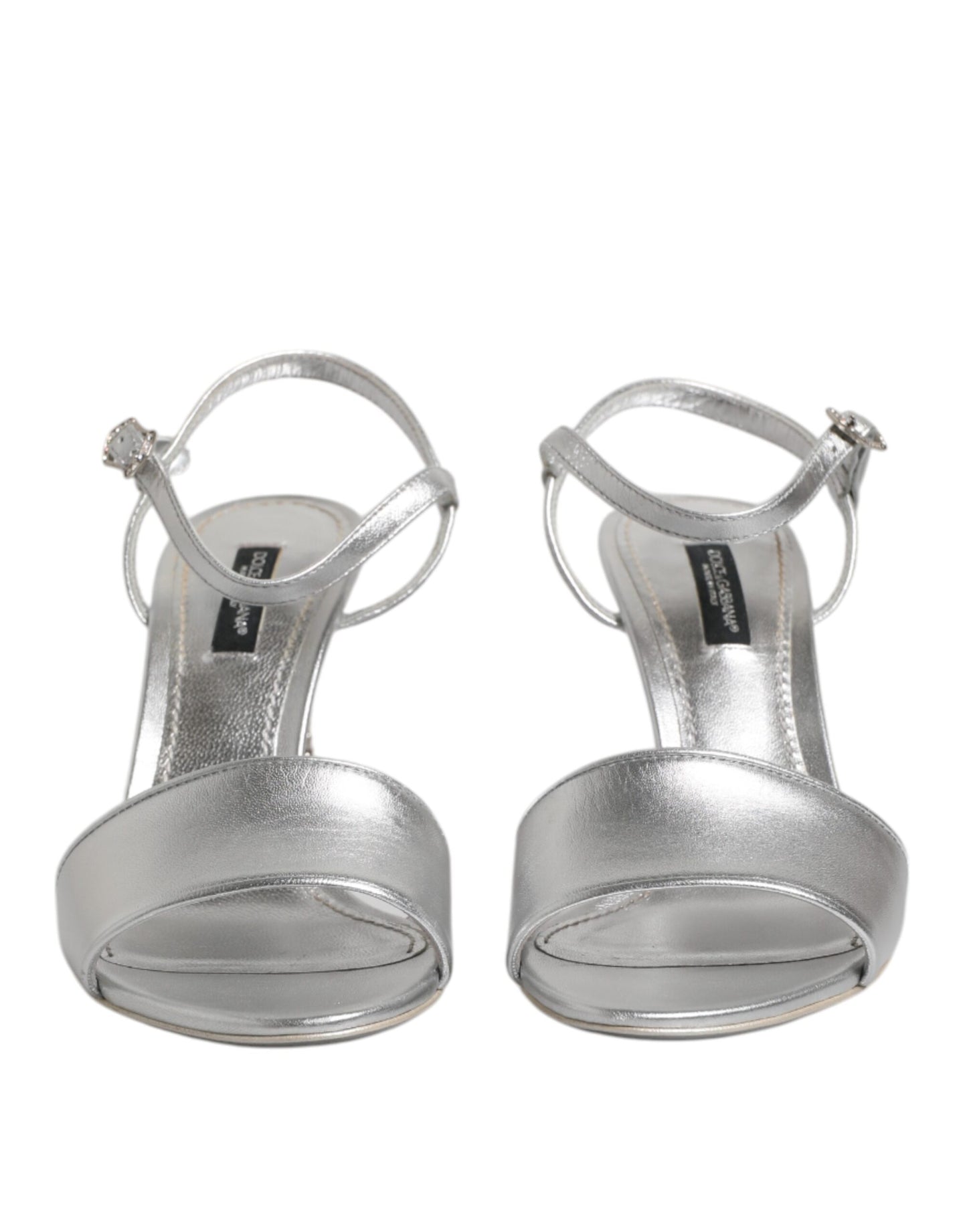 Dolce & Gabbana Silver KEIRA Heels Ankle Strap Sandals Shoes