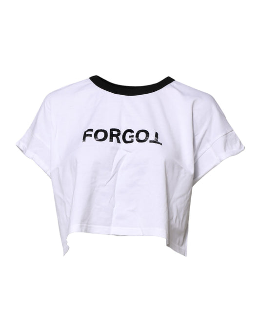 Dolce & Gabbana White Cotton Crew Neck Cropped Top T-shirt