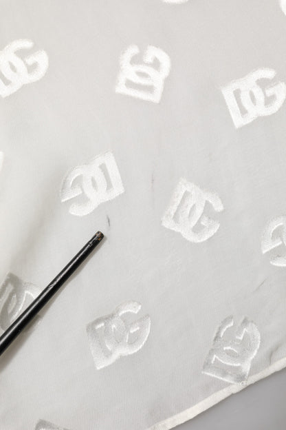 Dolce & Gabbana Off White Logo Monogram Ascot Collar Top