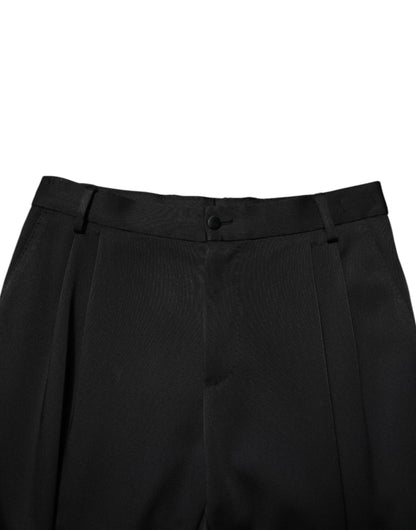 Dolce & Gabbana Black Acetate HighWaist Tapered Trouser Pants
