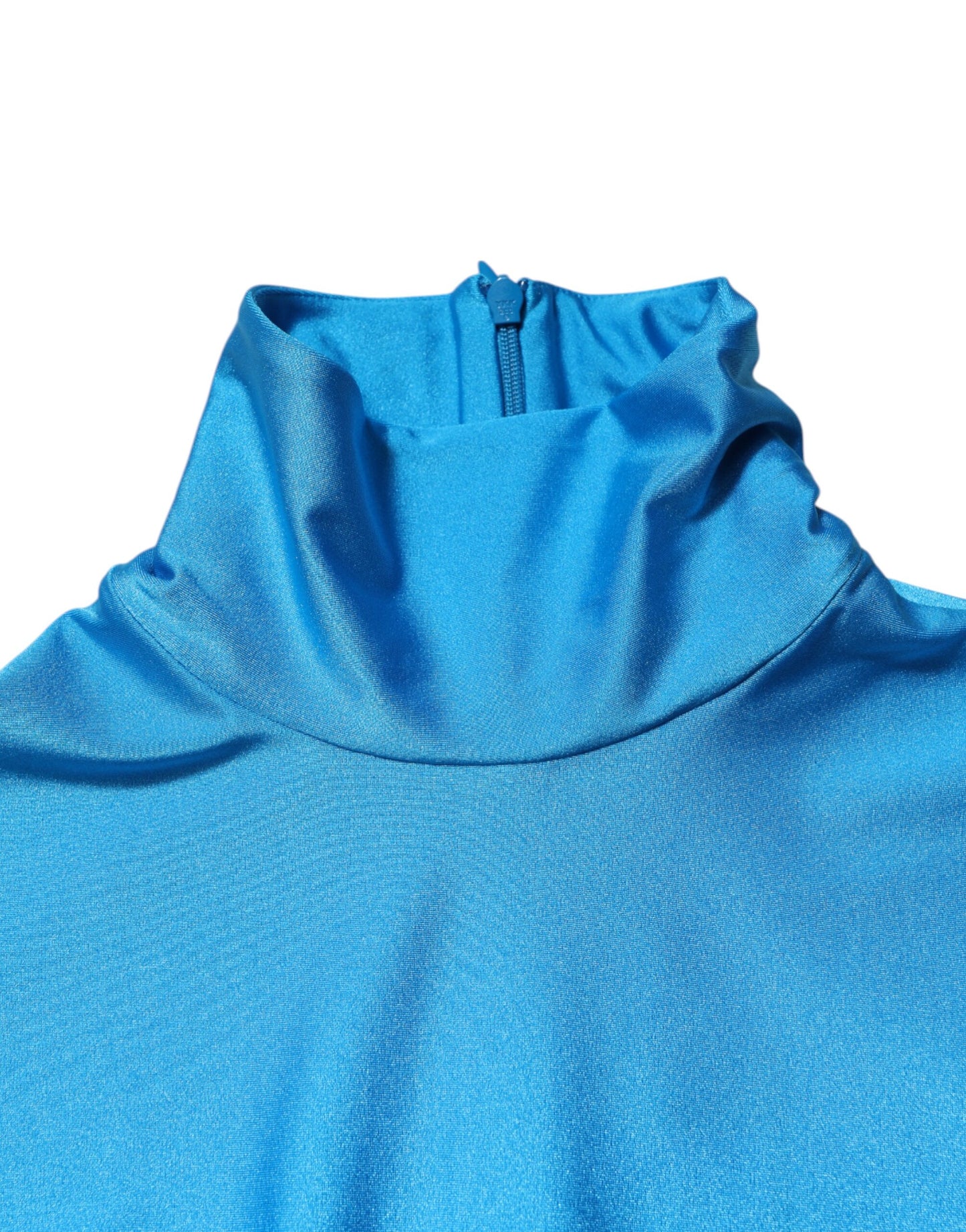 Dolce &amp; Gabbana blauer Nylon-Rollkragen-Bodycon-Jumpsuit