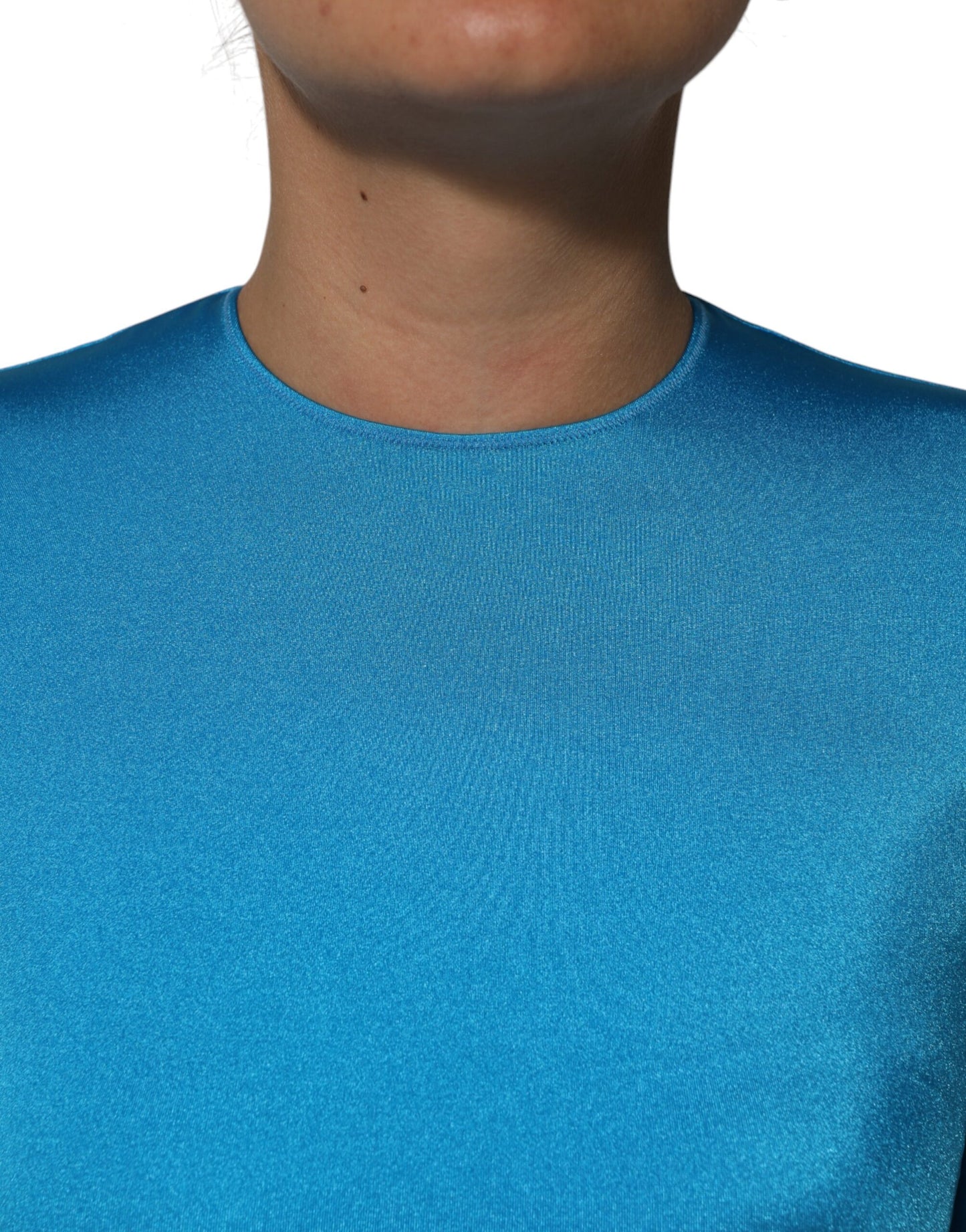 Dolce &amp; Gabbana blauer Nylon-Jumpsuit mit Rundhalsausschnitt