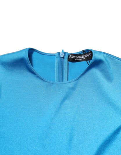 Dolce &amp; Gabbana blauer Nylon-Jumpsuit mit Rundhalsausschnitt