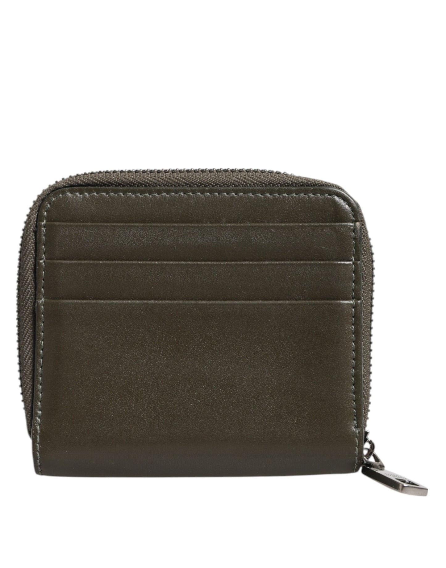 Dolce & Gabbana Brown Leather Logo Plaque Card Holder Coin Purse Wallet